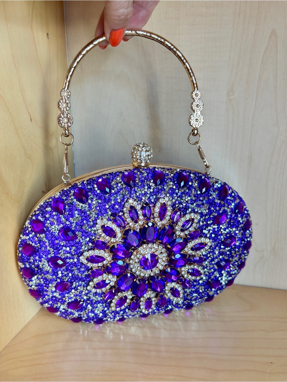 Embellished Purple Crystal Evening Clutch - Picture 5 of 6